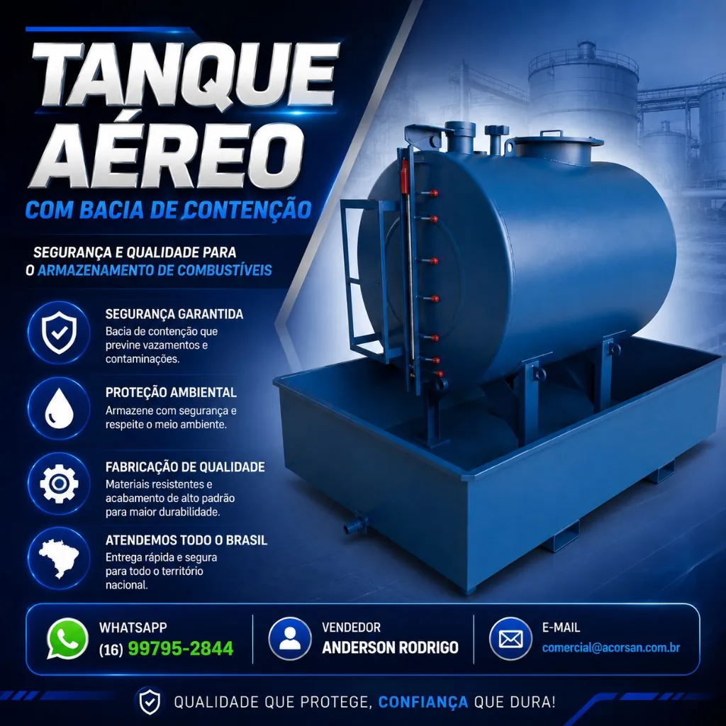 Tanque Aéreo Bipartido para Dois Produtos Distintos em Minas Gerais