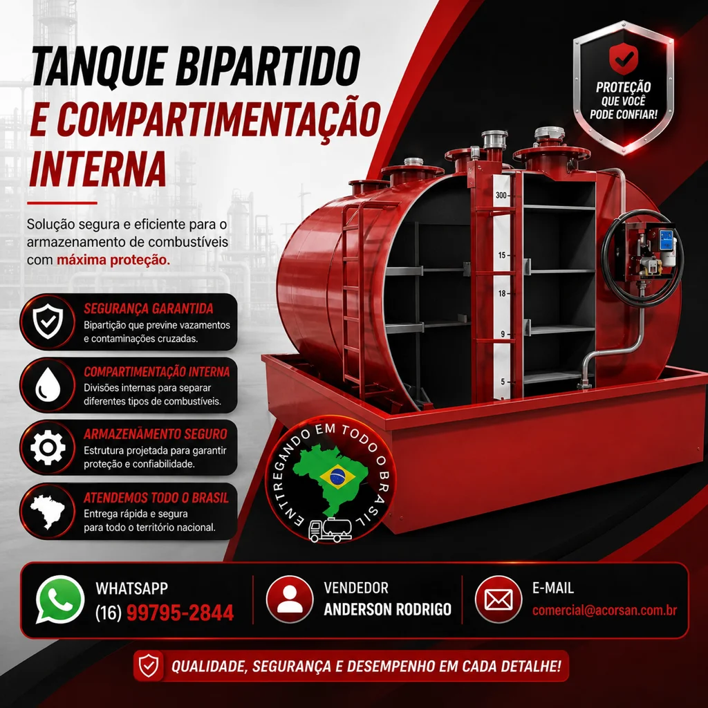 Tanque Bipartido para Diesel e Óleo Separados