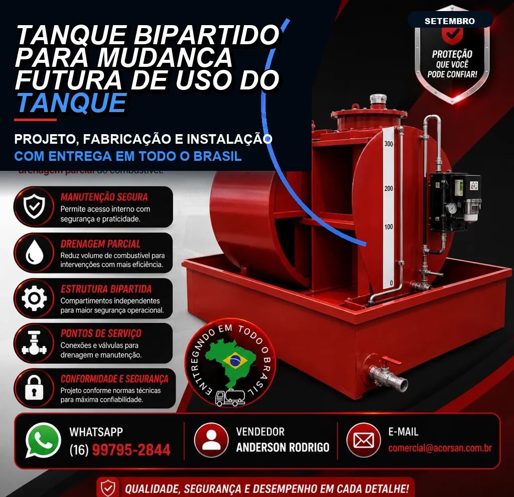 Tanque bipartido para mudança futura de uso do tanque