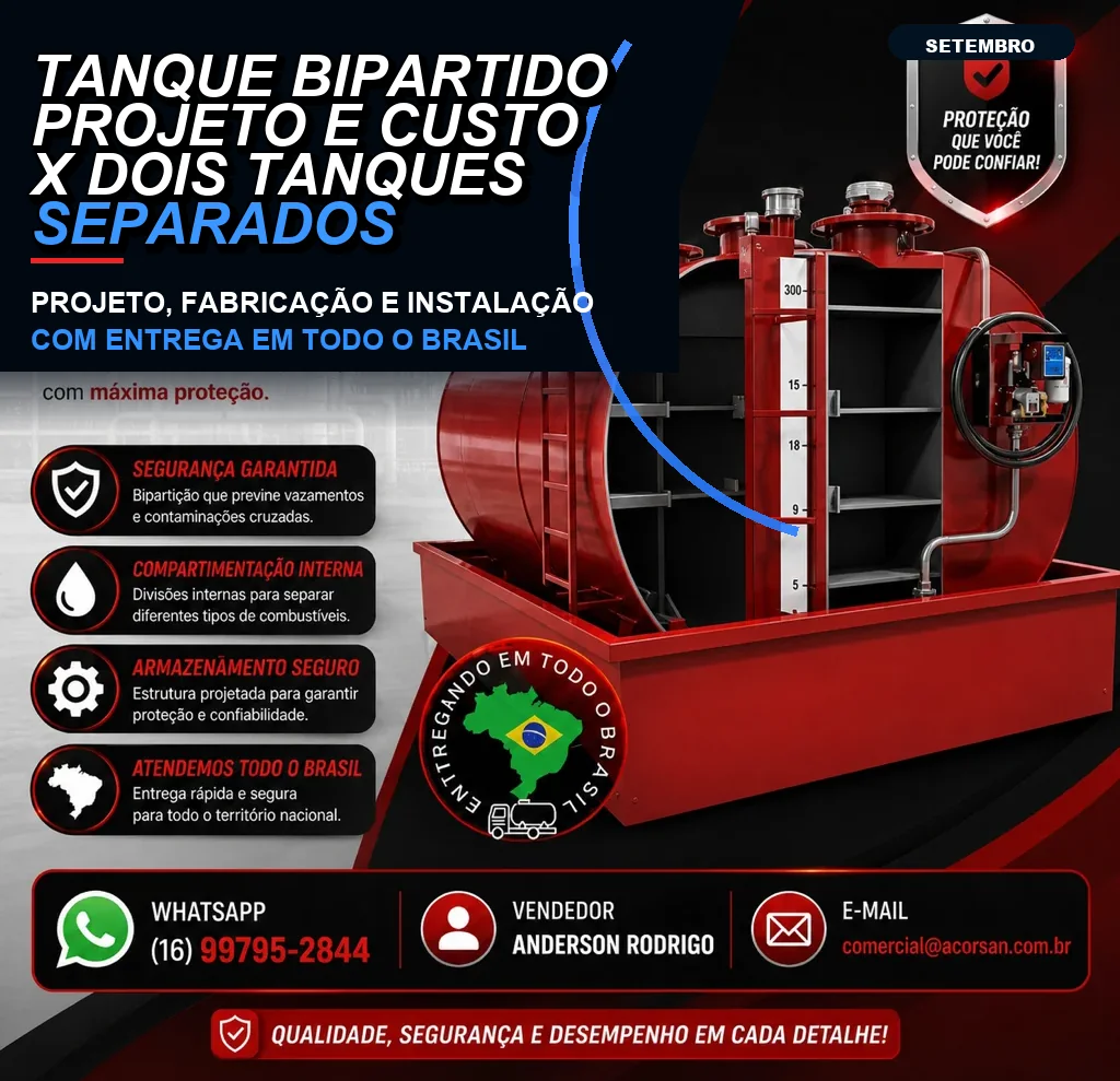 Tanque bipartido projeto e custo x dois tanques separados